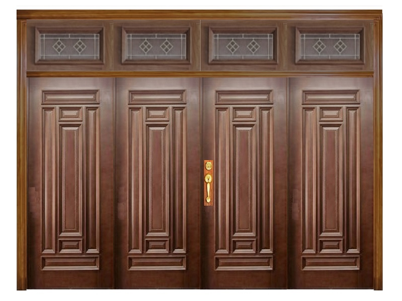 Mẫu cửa gỗ 4 cánh có thiết kế mang hơi hướm vintage.