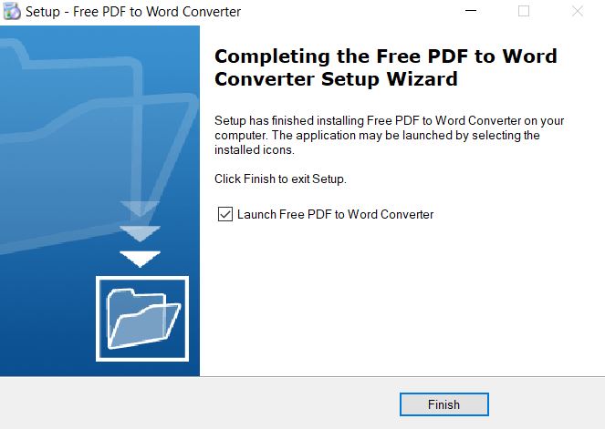 Cài đặt thành công phần mềm Free PDF to Word Converter