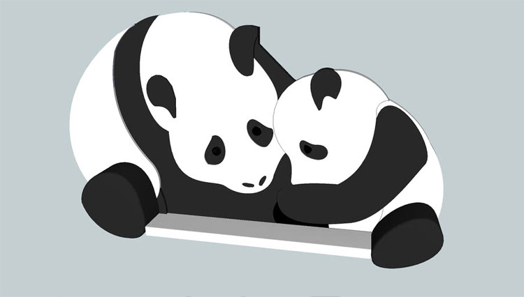 Hình ảnh 3d 2 gấu trúc đang chơi với nhau 