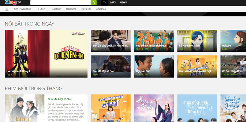 Trang web xem phim tv.zing.vn