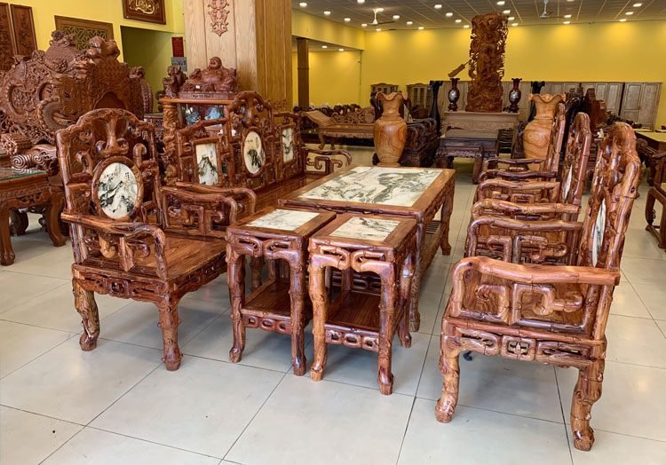 20+ Mẫu bàn ghế gỗ cẩm lai đẹp nhất 8 Bộ bàn ghế móc đá gỗ cẩm lai