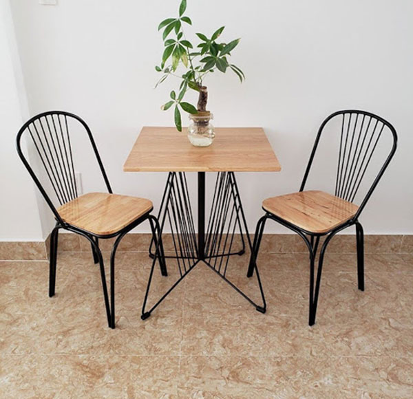 50 Mẫu bàn ghế cafe đẹp nhất hiện nay 23 Mẫu bàn ghế sắt kết hợp gỗ cao cấp