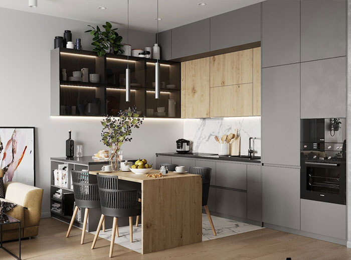 Mẫu kệ tủ bếp đẹp nhất, sang trọng nhất 2021 14 Mẫu kệ tủ bếp bằng gỗ MDF cao cấp và sang trọng