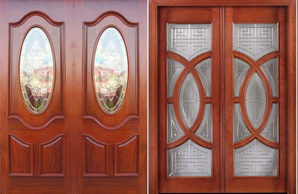Mẫu cửa gỗ 2 cánh gỗ kết hợp với kính đơn giản nhưng đẹp