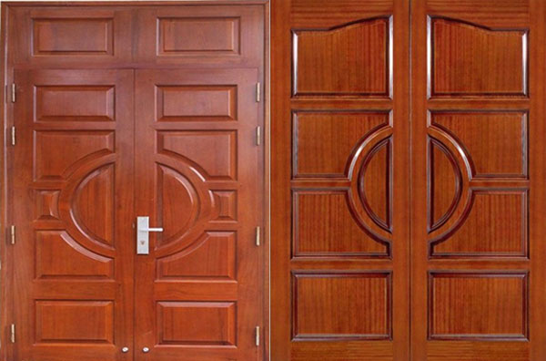Mẫu cửa gỗ 2 cánh gỗ thiết kế theo phong đơn giản