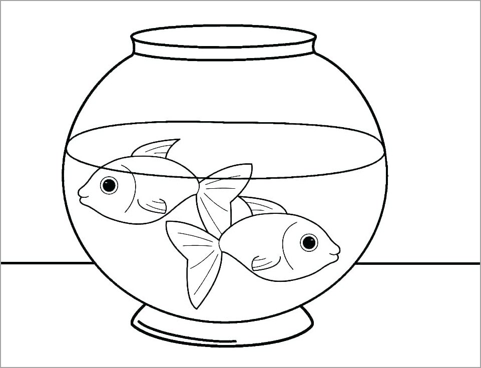 Tranh tô màu cho 2 chú cá cùng chung 1 chậu cá