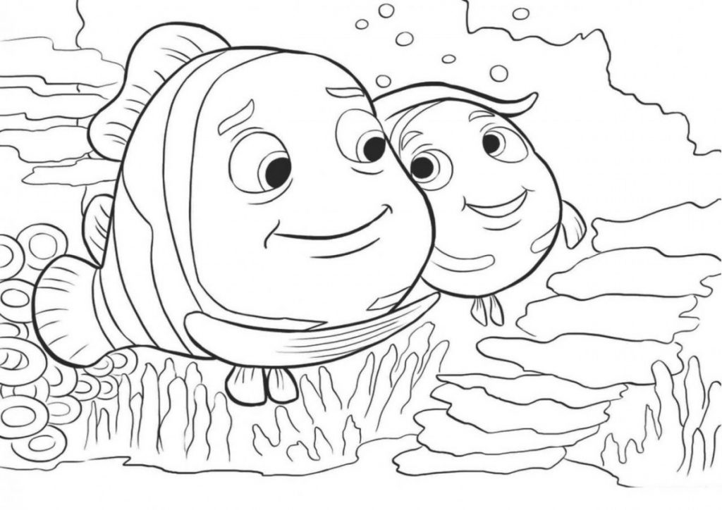 Tranh tô màu cho cá đẹp, đang cười vui vẽ