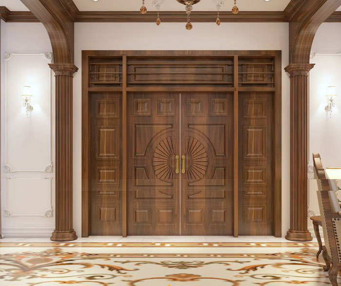 Mẫu cửa gỗ tân cổ điển 4 cánh đẹp chất lượng và mang phong cách cao cấp