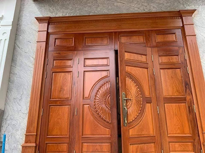 Mẫu cửa gỗ tân cổ điển 4 cánh đơn giản và đẹp