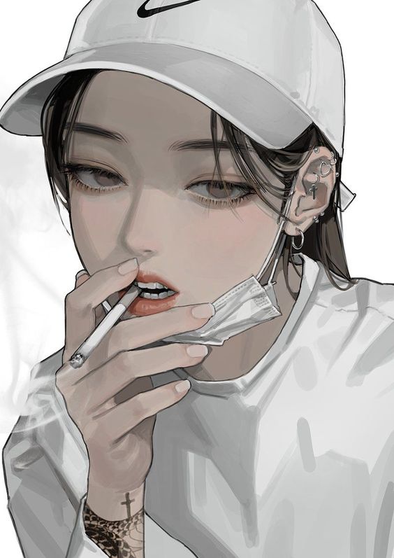 Hình ảnh anime nữ hút thuốc cực ngầu