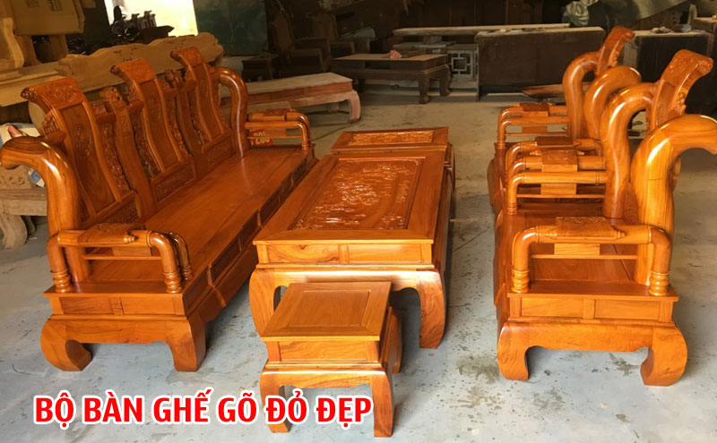 TOP 10+ Mẫu bàn ghế gõ đỏ phòng khách đẹp và sang trọng nhất hiện nay 1 Bộ bàn ghế gõ đỏ phòng khách đẹp