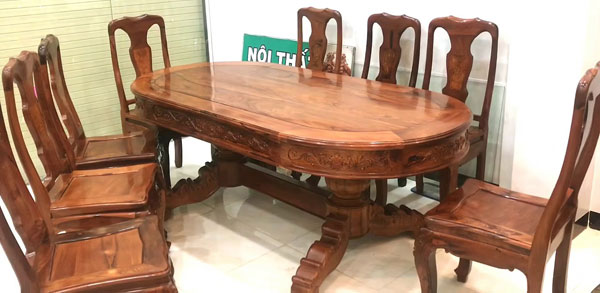 Bộ bàn ăn gỗ cẩm lai Việt Nam 1 bàn và 8 ghế đẹp