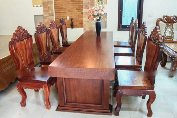 Bộ bàn ghế gỗ cầm lai vuông nguyên khối