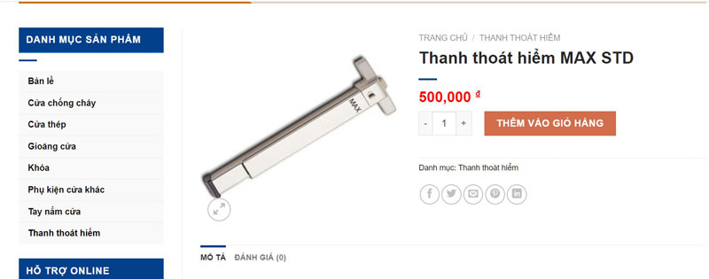 Thanh thoát hiểm Max tại Công Ty Quang Việt