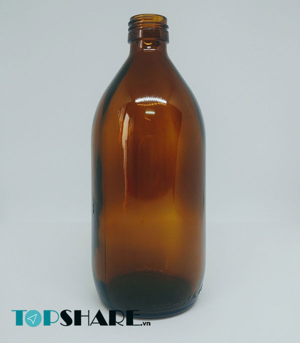 Chai thủy tinh tròn nâu - Nắp nhôm 500ml