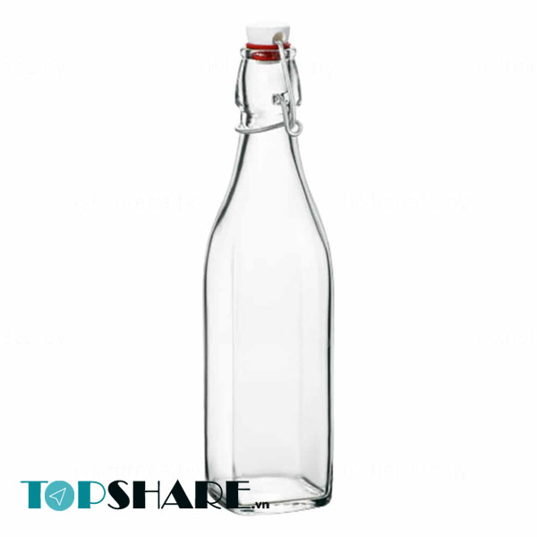 Chai thủy tinh 500ml vuông - Nắp gài thép