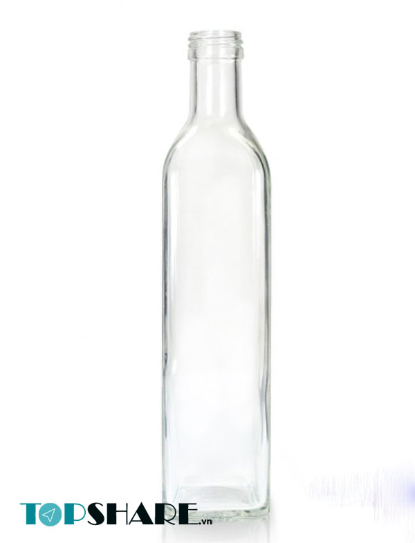 Chai thủy tinh 500ml vuông cao - Nắp nhôm 