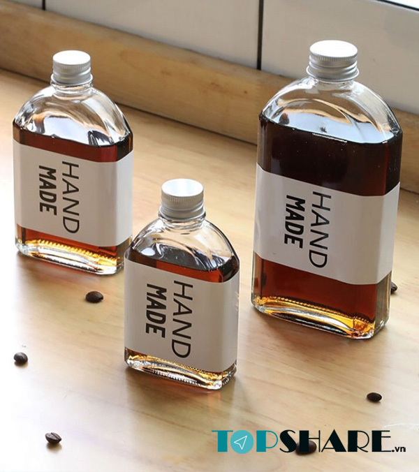 Top 12+ Mẫu chai thuỷ tinh 300ml đẹp, chất lượng, giá tốt 2022 6 Chai thuỷ tinh 300ml thân dẹt nắp nhôm