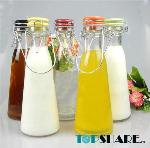 Top 10 Mẫu Chai thủy tinh đựng nước ép đẹp chất lượng giá tốt 2022 10 Chai thủy tinh đựng nước ép đẹp hình nón 350ml nút gỗ