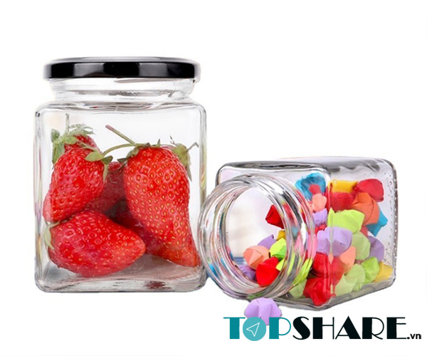 Top 10+ Mẫu hũ thủy tinh vuông đẹp, chất lượng tốt, giá rẻ 2022 5 Hũ thủy tinh vuông 200ml nắp thiếc