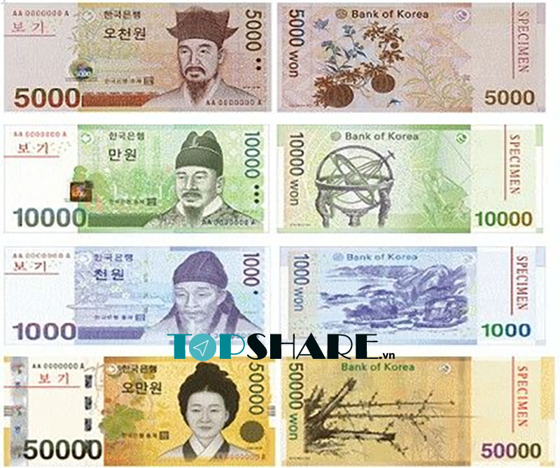 Hình ảnh tiền giấy Won Hàn Quốc