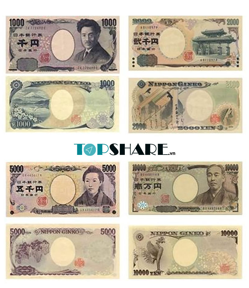 Hình ảnh tiền giấy đồng Yên Nhật Bản
