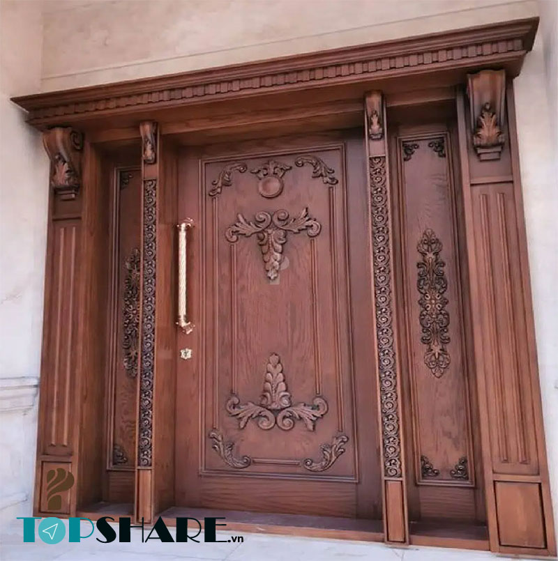 Mẫu cửa gỗ 3 cánh đơn giản