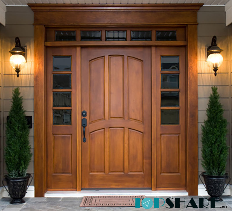 Mẫu cửa gỗ 3 cánh sang trọng