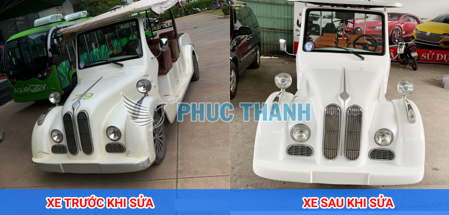 Ảnh xe điện sân golf trước và sau khi đã sửa