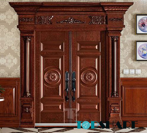 Cửa gỗ 2 cánh biệt thự phong cách cổ điển