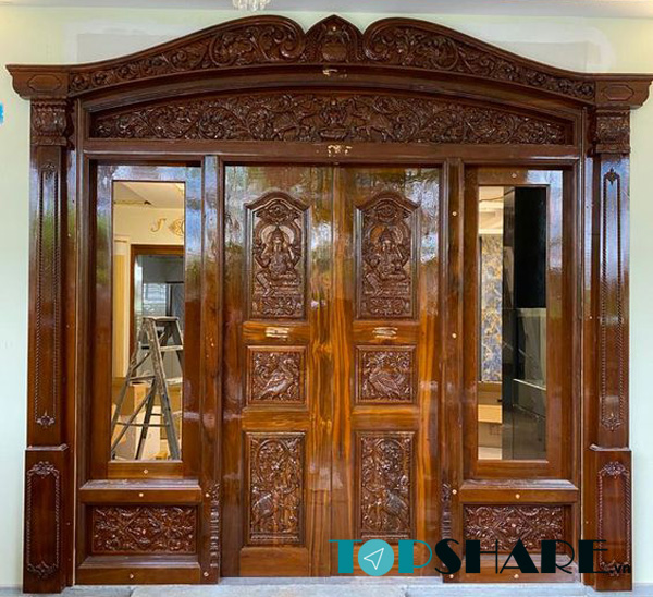 Cửa gỗ 2 cánh biệt thự cao cấp 