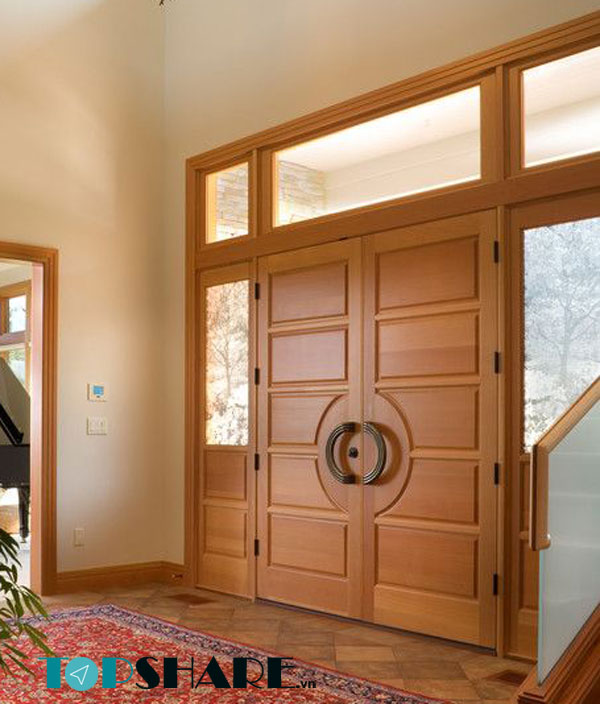 Cửa gỗ 2 cánh biệt thự phong cách hiện đại