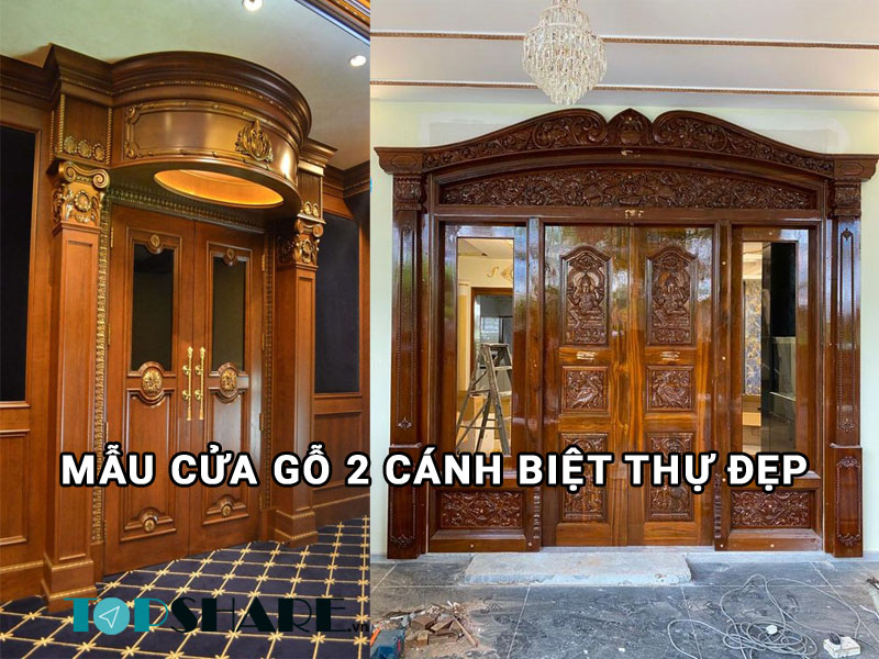 Mẫu cửa gỗ 2 cánh biệt thự đẹp