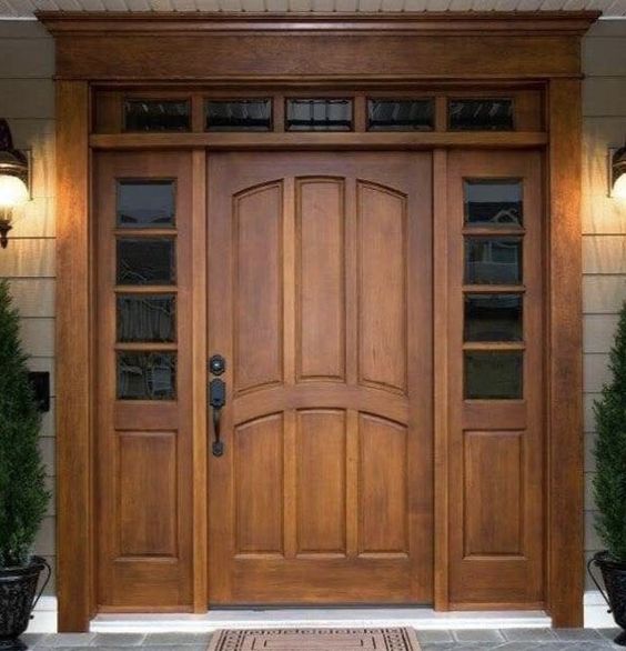 Mẫu cửa gỗ 3 cánh mặt phẳng cổ điển