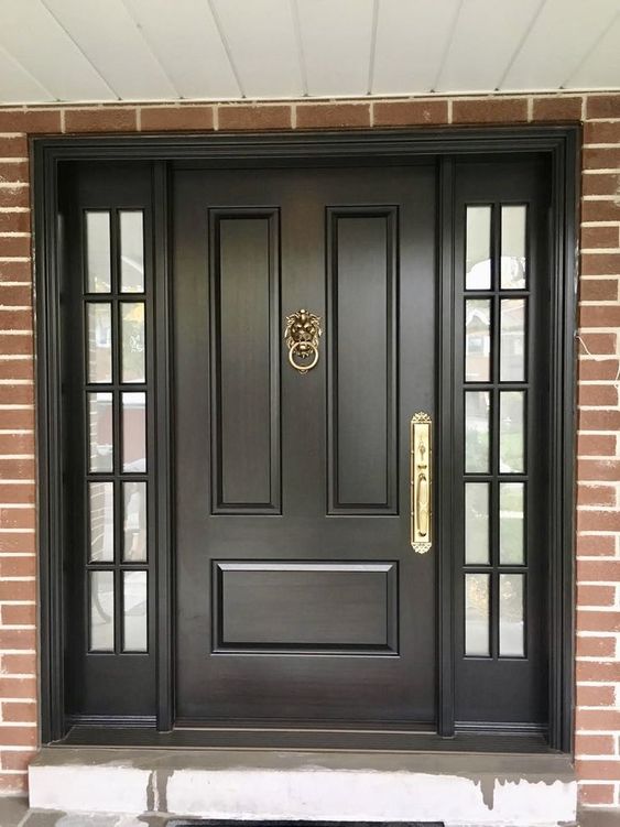 Mẫu cửa gỗ 3 cánh mặt phẳng màu đen đẹp