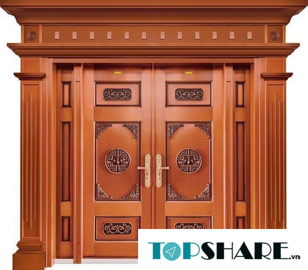 Mẫu cửa gỗ 4 cánh mặt tiền thiết kế đẹp sang trọng và cao cấp
