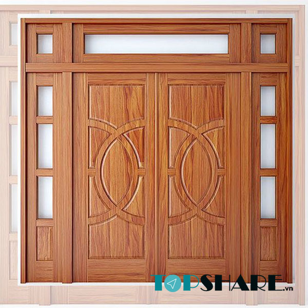 Mẫu cửa gỗ 4 cánh mặt tiền thiết kế đơn giản và đẹp