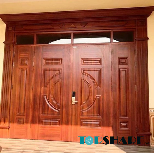 Mẫu cửa gỗ 4 cánh mặt tiền cao cấp