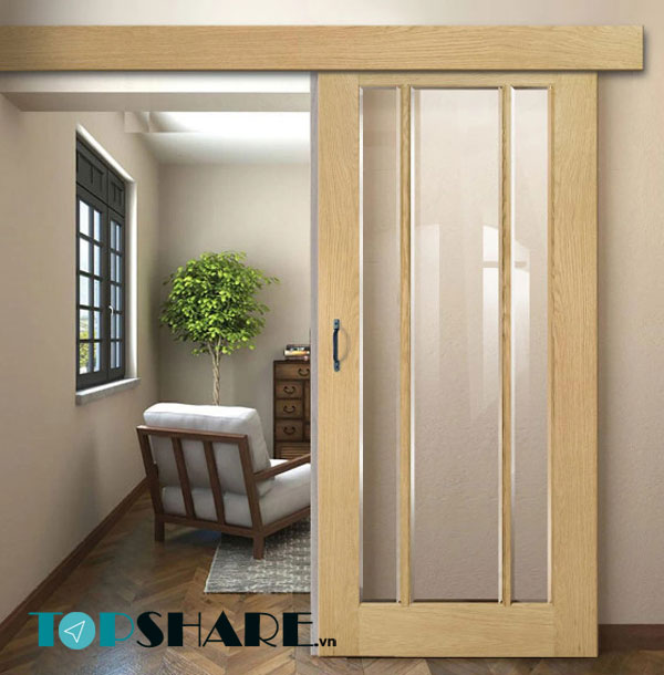 Mẫu cửa gỗ lùa bằng gỗ công nghiệp thiết kế hiện đại