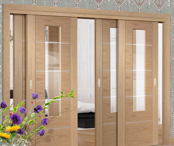 Mẫu cửa gỗ lùa 4 cánh 