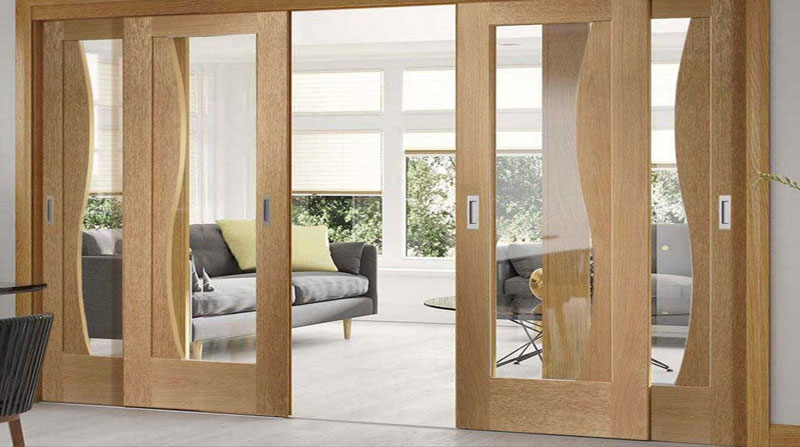 Mẫu cửa gỗ lùa phòng khách