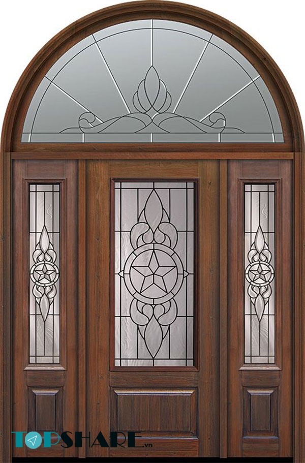 Mẫu cửa gỗ mái vòm cao cấp dùng cho cửa chính hay phòng khách