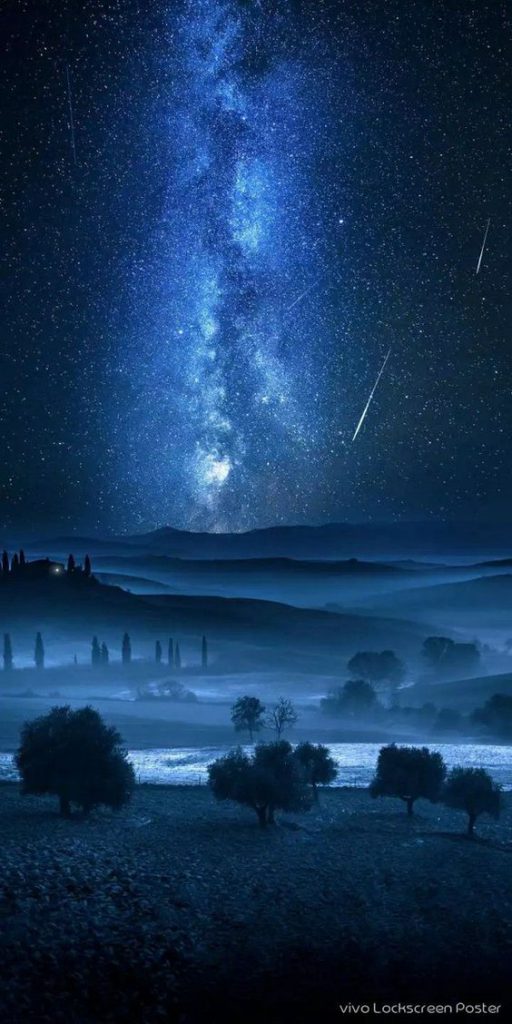 Hình nền chill mặt trăng và sao trên nền đêm tối