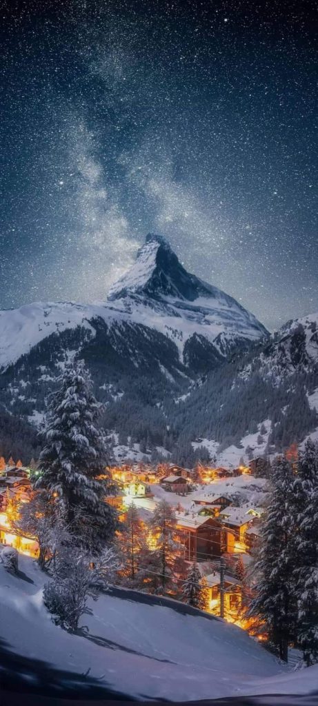 Hình nền chill cảnh đồi núi phủ tuyết