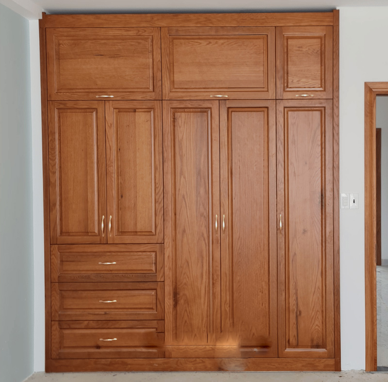 Mẫu tủ quần áo gỗ sồi mỹ tự nhiên đẹp