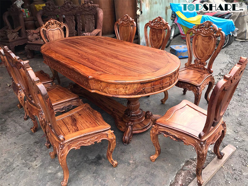 Top 10 mẫu Bàn ăn gỗ Cẩm Lai Nam Phi 16 Mẫu bàn ăn gỗ cẩm lai Nam Phi đẹp