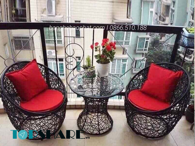 bàn ghế cafe nhựa giả mây vintage
