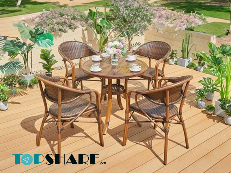 Bàn ghế cafe nhựa giả mây