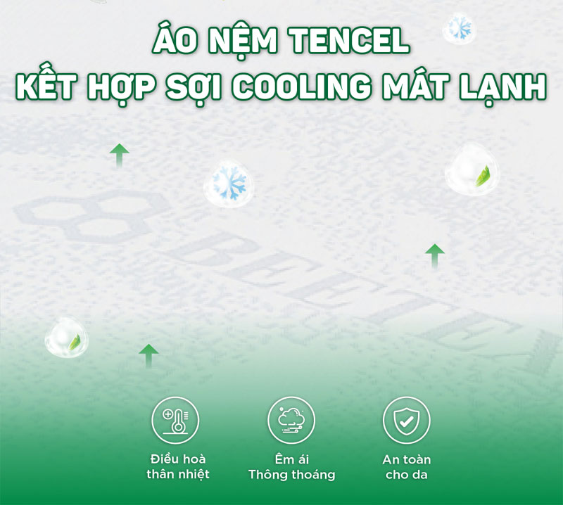 Nệm cao su Beetex Green Life – An toàn tuyệt đối cho sức khỏe 7 Áo nệm cao su Beetex Green Life làm bằng vải Tencel và sợi Cooling mát mẻ.