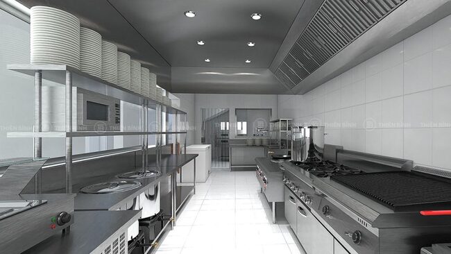 Tiêu chuẩn thiết kế bếp công nghiệp chất lượng, đạt chuẩn 5 Bếp công nghiệp là hệ thống bếp được thiết kế dành riêng cho hoạt động nấu ăn quy mô lớn